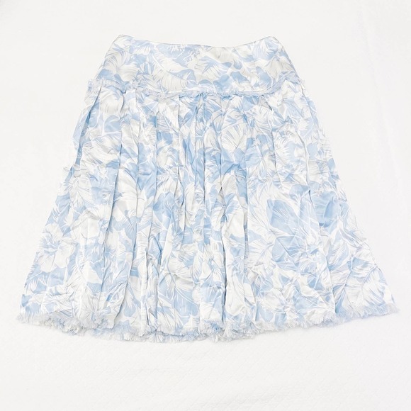 Carlisle Haiku Raw Hem Printed 100% Silk Flare Skirt NWT SZ6 - Picture 4 of 8
